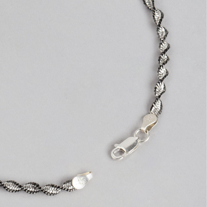 Black Twisted Weave 925 Sterling Silver Anklet