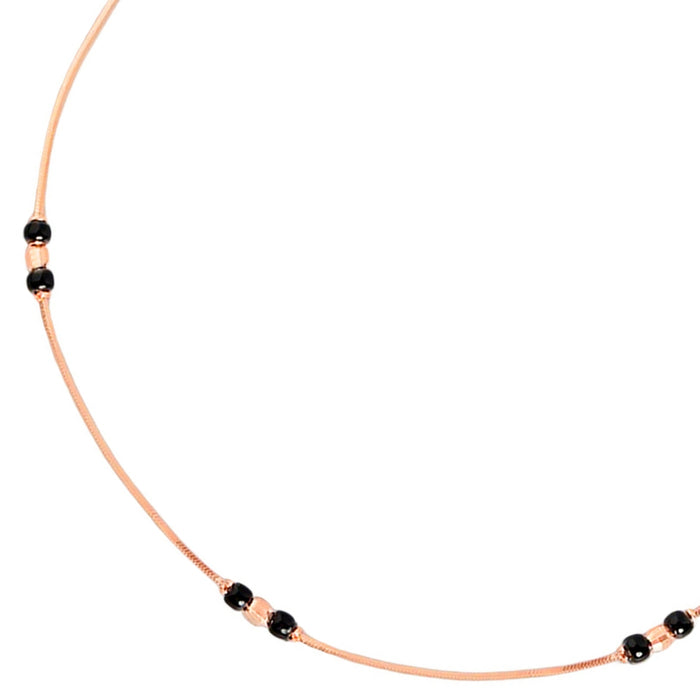 Women's rose gold-plated 925 Sterling Silver anklet featuring a delicate chain with black beads – Zavya