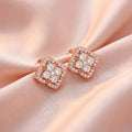 Bloom Frame CZ Rose Gold 925 Silver Stud Earrings