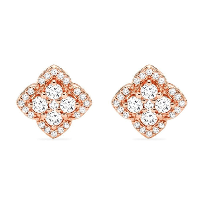 Bloom Frame CZ Rose Gold 925 Silver Stud Earrings