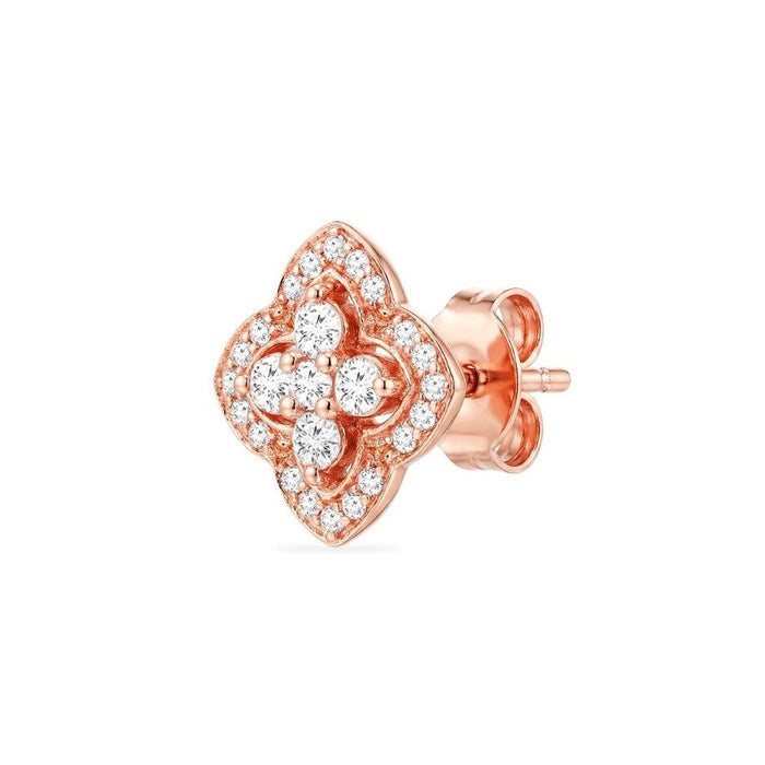 Bloom Frame CZ Rose Gold 925 Silver Stud Earrings