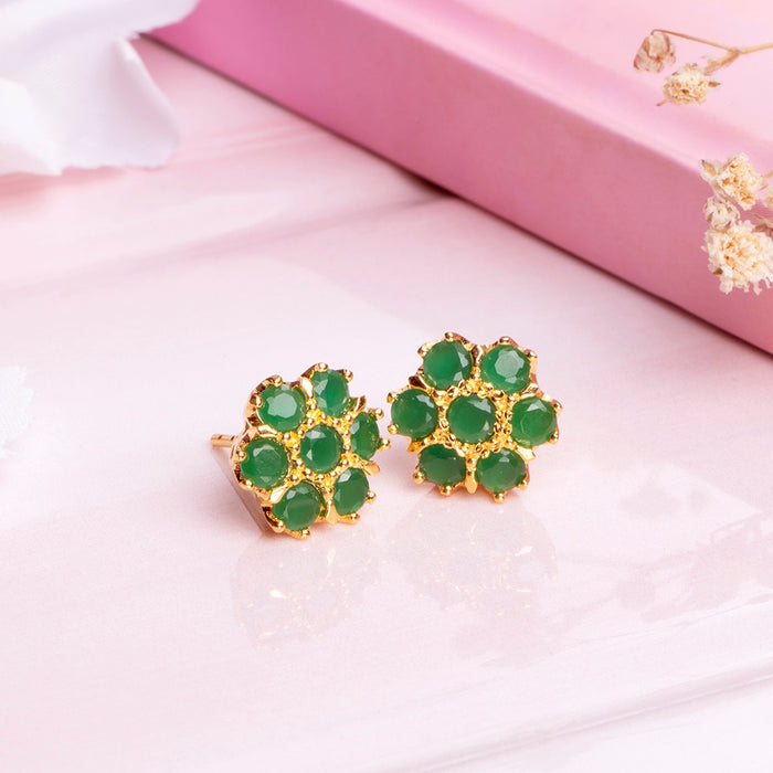 Bloom in Gold Cubic Zirconia 925 Sterling Silver Flower Earrings