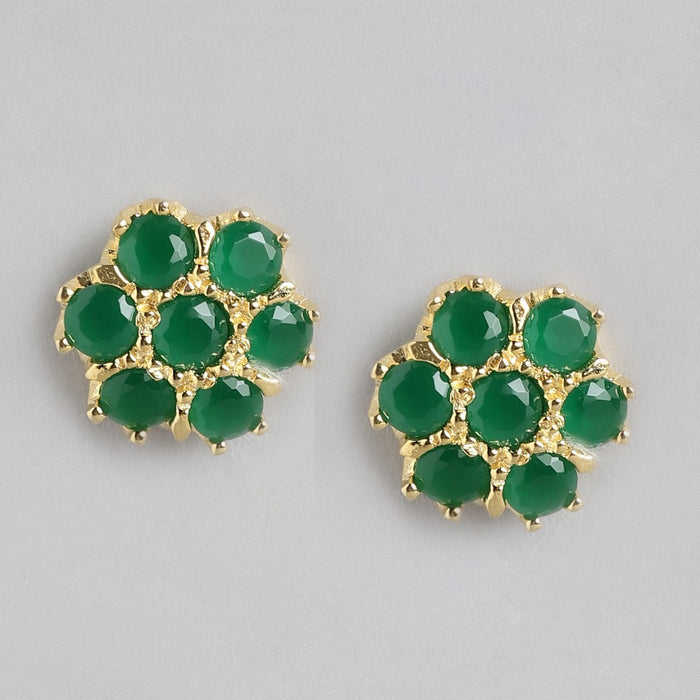 Bloom in Gold Cubic Zirconia 925 Sterling Silver Flower Earrings