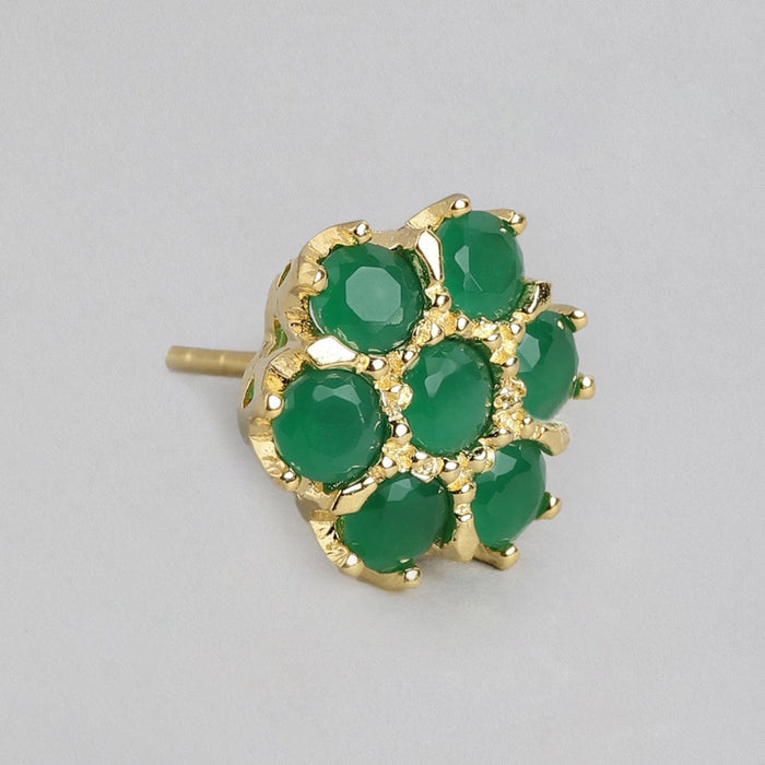 Bloom in Gold Cubic Zirconia 925 Sterling Silver Flower Earrings