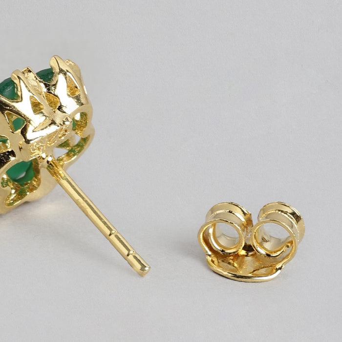 Bloom in Gold Cubic Zirconia 925 Sterling Silver Flower Earrings