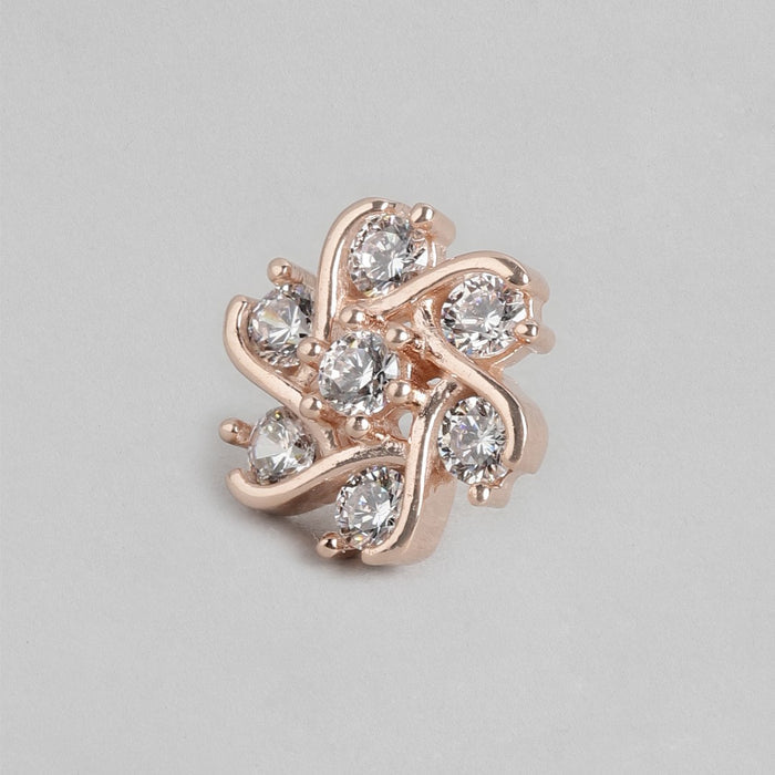 Bloomed Brilliance Rose Gold Plated CZ 925 Sterling Silver Flower Earrings