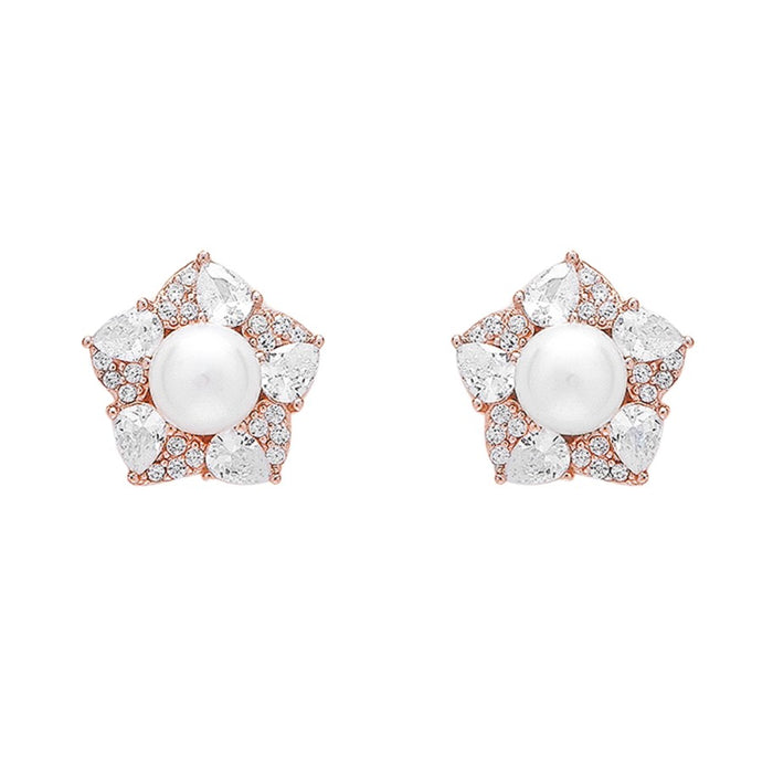 Blooming Beauty 925 Sterling Silver Rose Gold-Plated Flower Earrings
