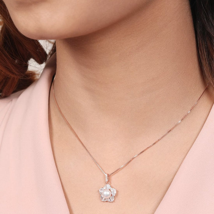 Blooming Beauty 925 Sterling Silver Rose Gold-Plated Flower Pendant
