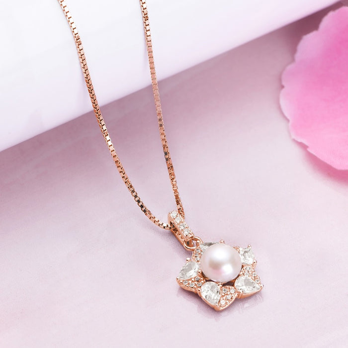 Blooming Beauty 925 Sterling Silver Rose Gold-Plated Flower Pendant