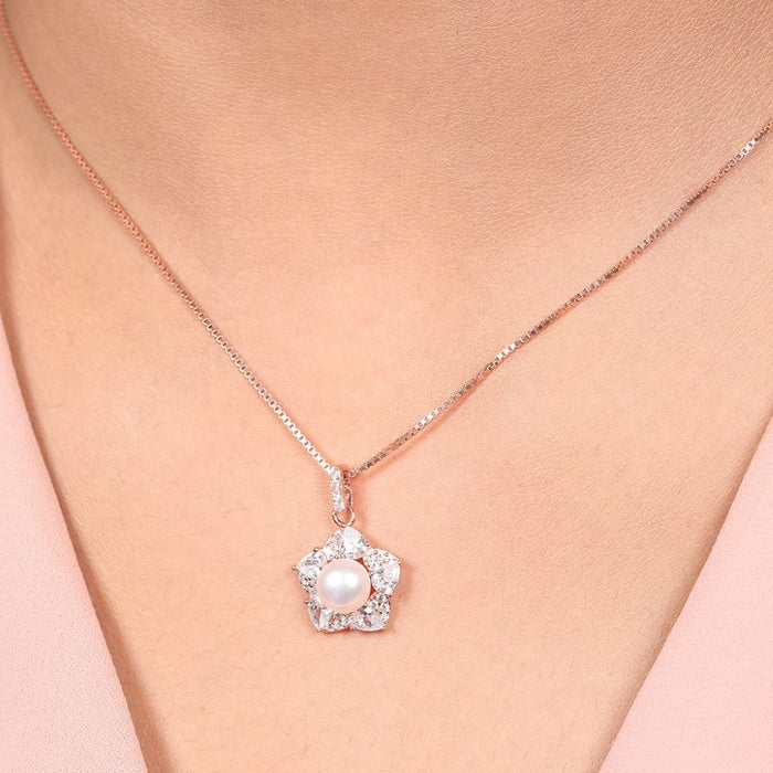 Blooming Beauty 925 Sterling Silver Rose Gold-Plated Flower Pendant