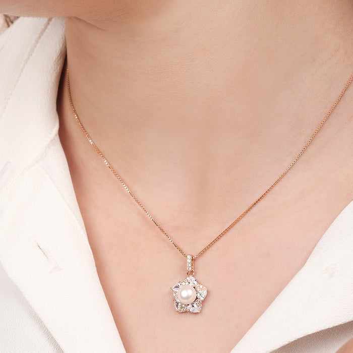 Blooming Beauty 925 Sterling Silver Rose Gold-Plated Flower Pendant