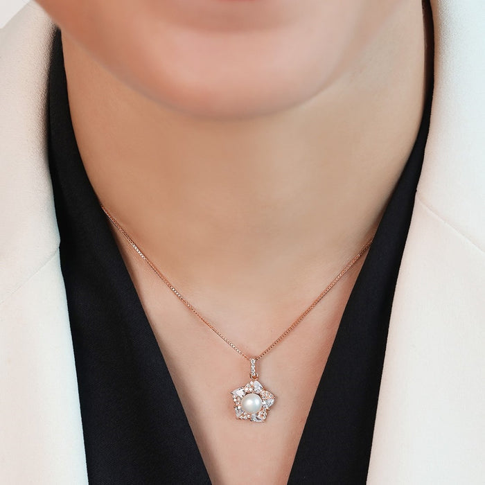 Blooming Beauty 925 Sterling Silver Rose Gold-Plated Flower Pendant