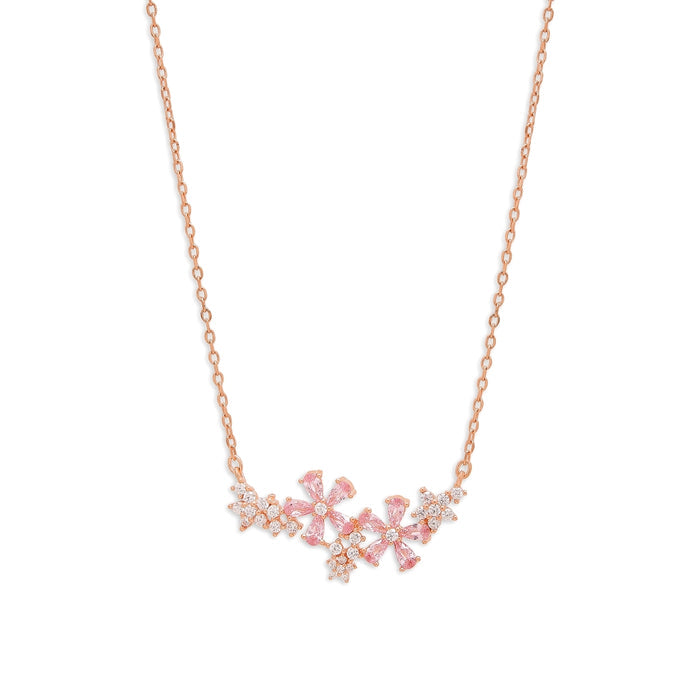 Blooming Blossoms 925 Sterling Silver Rose Gold-Plated Flower Necklace