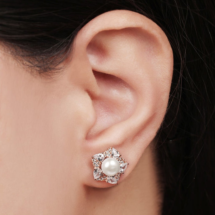 Blooming Elegance Rose Gold-Plated 925 Sterling Silver Jewelry Set