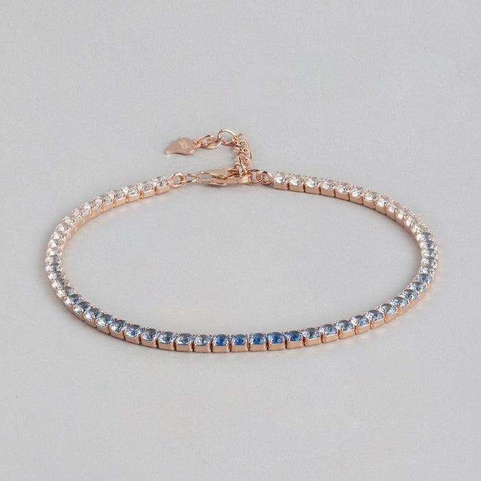 Blooming Elegance Rose Gold-Plated CZ 925 Sterling Silver Bracelet