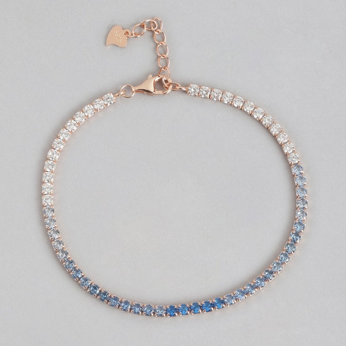 Blooming Elegance Rose Gold-Plated CZ 925 Sterling Silver Bracelet