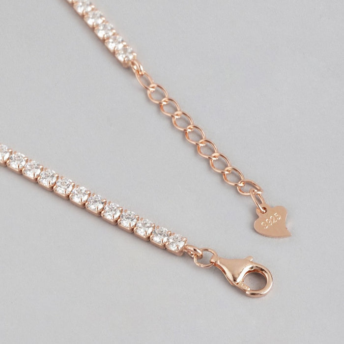 Blooming Elegance Rose Gold-Plated CZ 925 Sterling Silver Bracelet