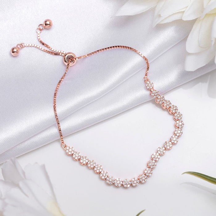 Blooming Grace Rose Gold Plated 925 Sterling Silver Flower Bracelet