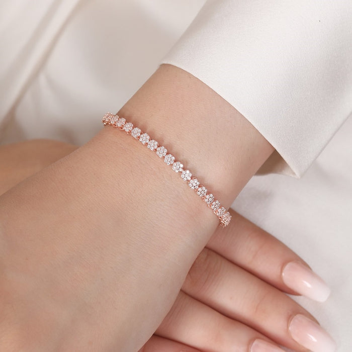Blooming Grace Rose Gold Plated 925 Sterling Silver Flower Bracelet