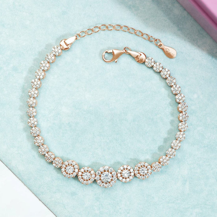 Blooming Grace Rose Gold Plated Bracelet with White Cubic Zirconia