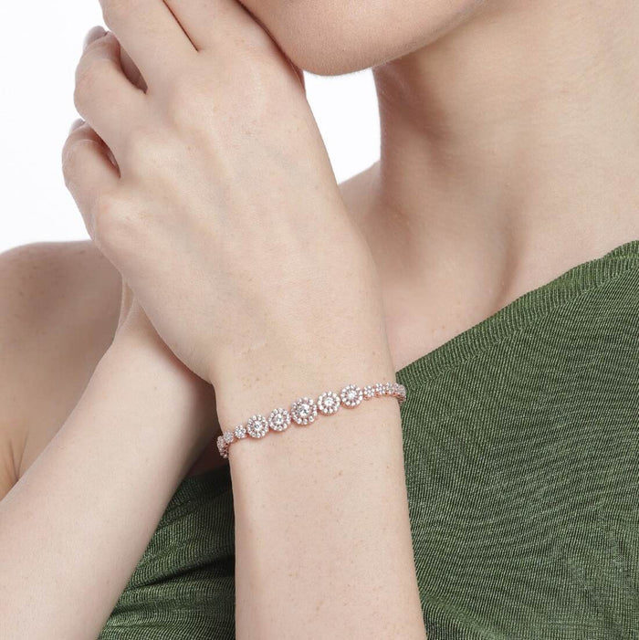 Blooming Grace Rose Gold Plated Bracelet with White Cubic Zirconia