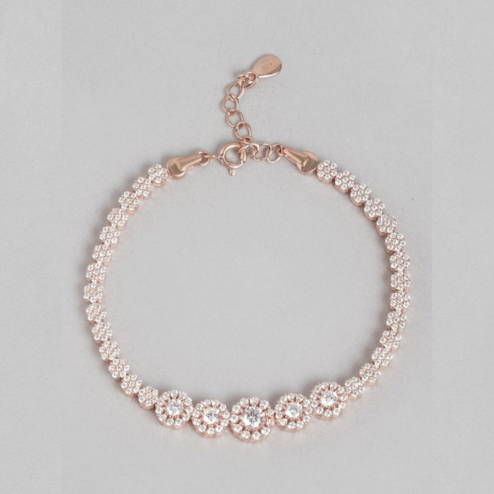 Blooming Grace Rose Gold Plated Bracelet with White Cubic Zirconia