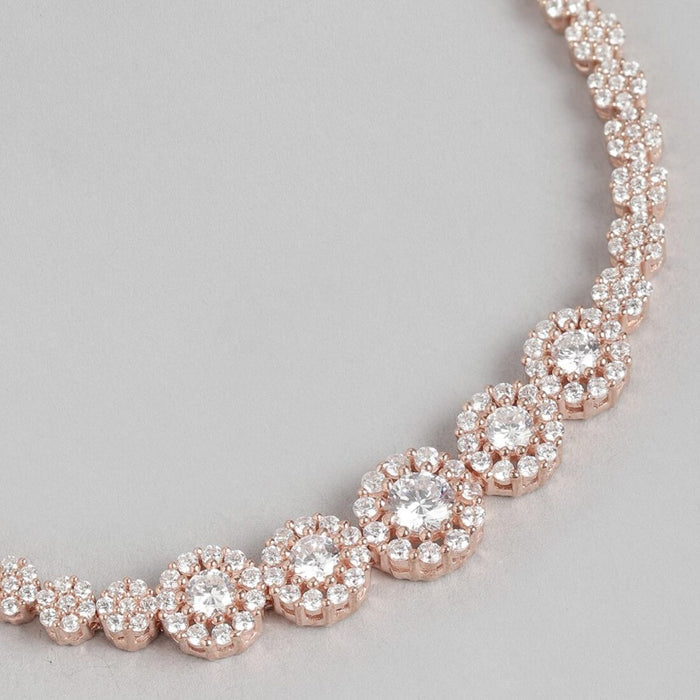 Blooming Grace Rose Gold Plated Bracelet with White Cubic Zirconia
