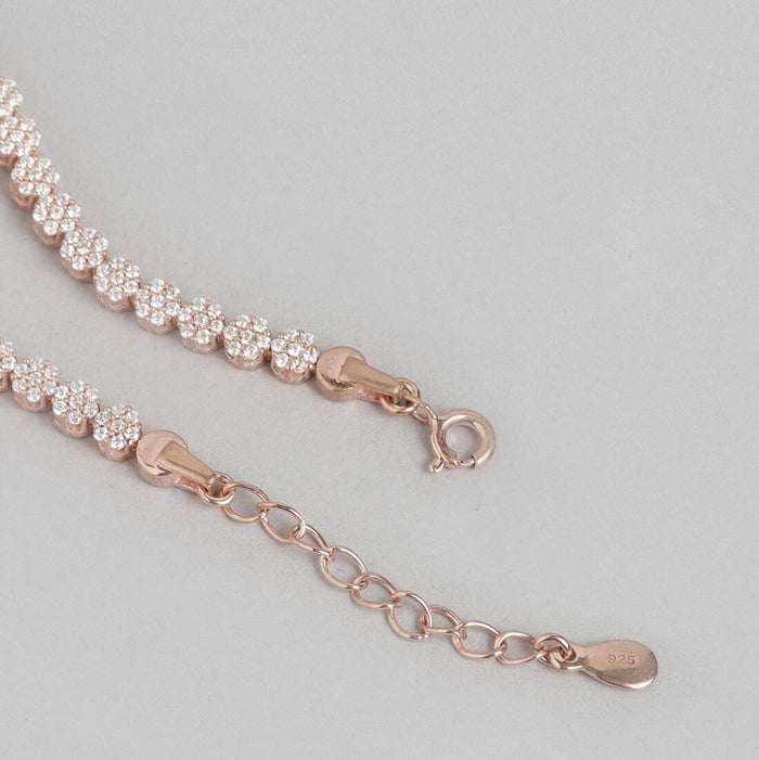 Blooming Grace Rose Gold Plated Bracelet with White Cubic Zirconia