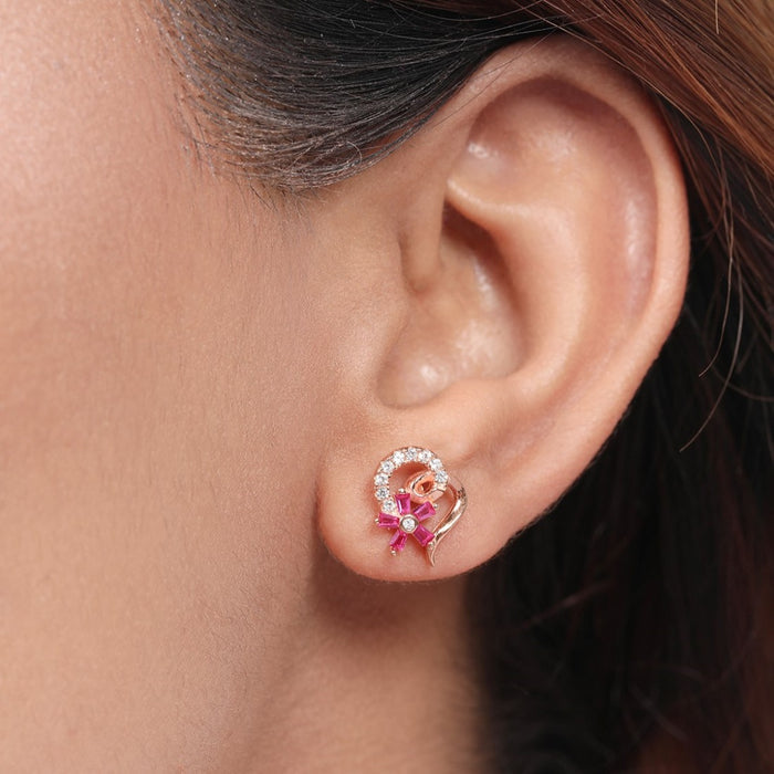 Blooming Love 925 Sterling Silver Earrings with Cubic Zirconia