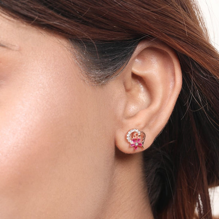 Blooming Love 925 Sterling Silver Earrings with Cubic Zirconia