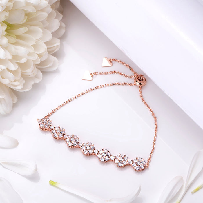 Blooming Petals Rose-Gold Plated 925 Sterling Silver Flower Bracelet