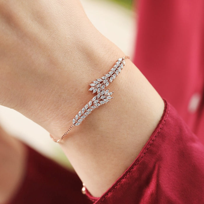 Blooming Petals Rose Gold-Plated 925 Sterling Silver Kada Bracelet