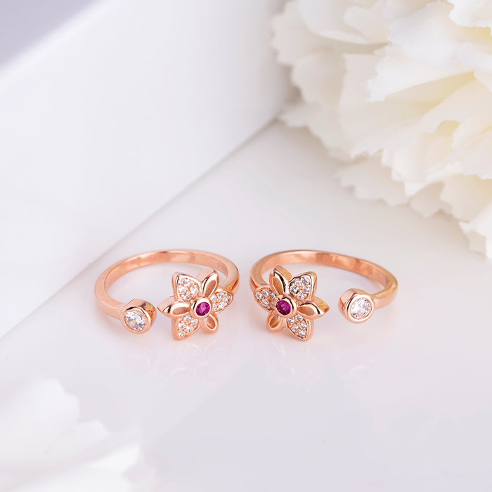 925 Sterling Silver Blooming Petals Rose Gold-Plated 925 Sterling Silver Toe Ring with Cubic Zirconia for Women – Zavya