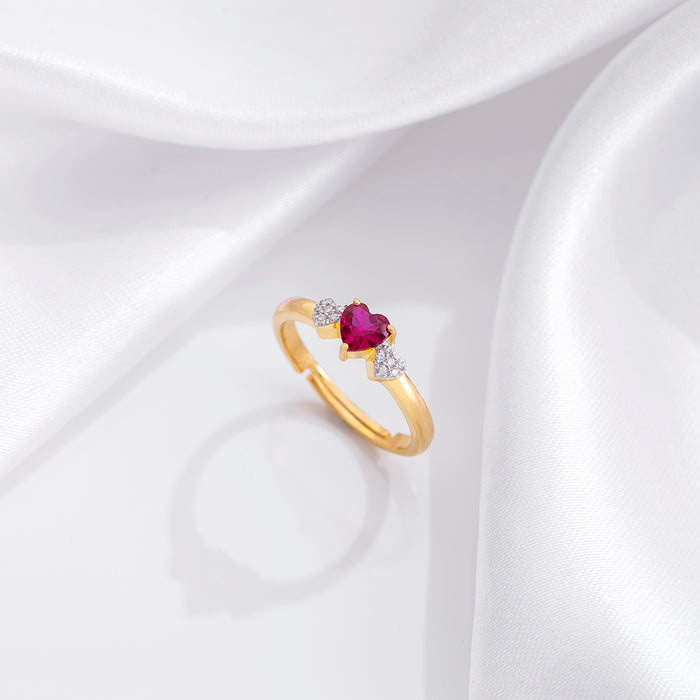 925 Sterling Silver Pink Heart Gold Plated 925 Sterling Silver Ring for Women – Zavya