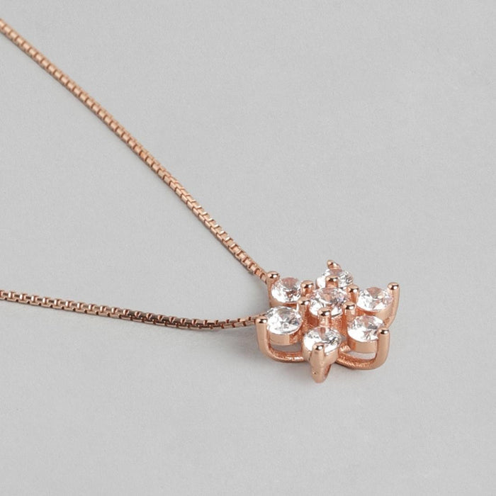 Blooms in Harmony - Rose Gold & Silver Floral Necklace Earring Set