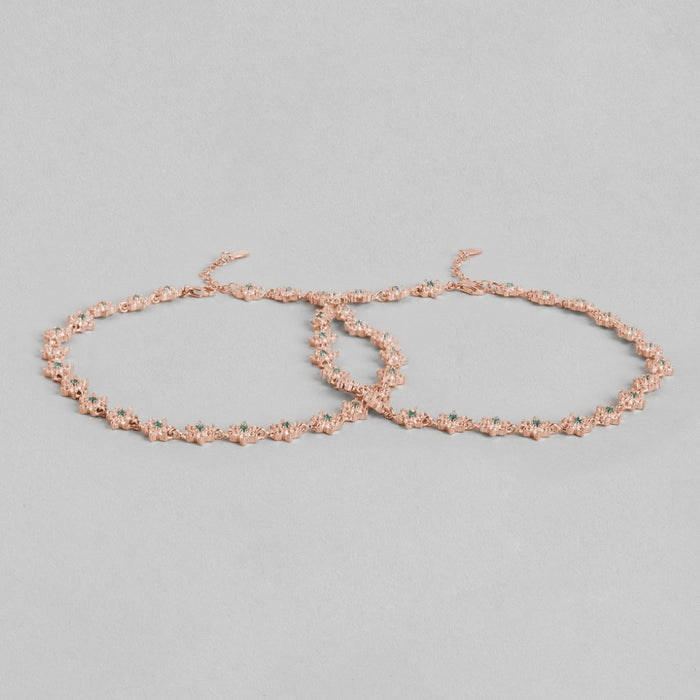 Blooms of Elegance Rose Gold-Plated 925 Sterling Silver Anklet
