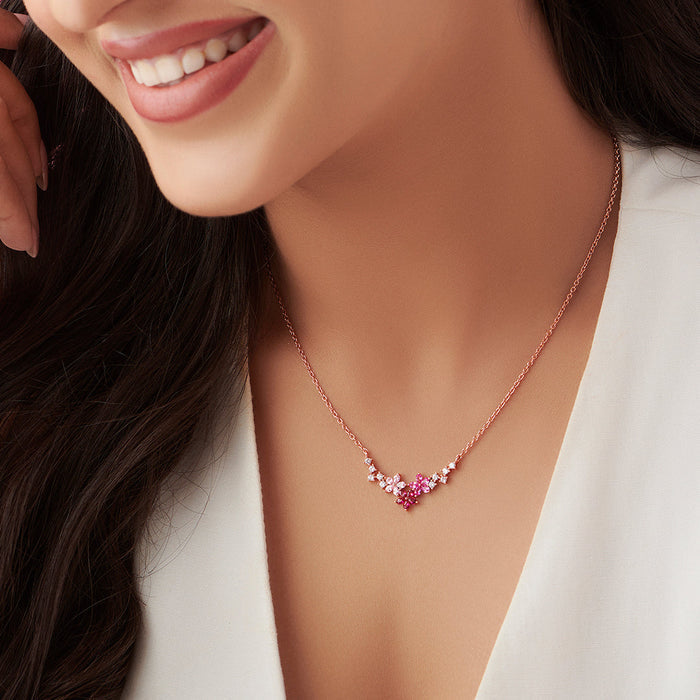 Blossom 925 Sterling Silver Rose Gold-Plated Flower Necklace Gift Hamper