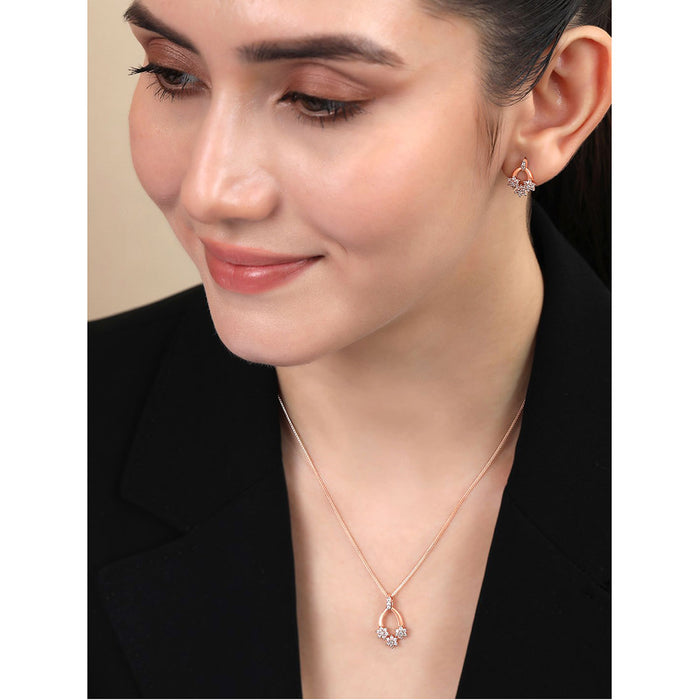 Blossom Art Rose Gold Plated 925 Sterling Silver Jewelry Set