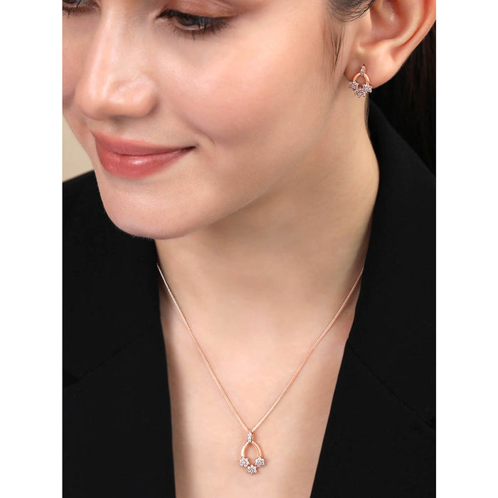 Blossom Art Rose Gold Plated 925 Sterling Silver Jewelry Set