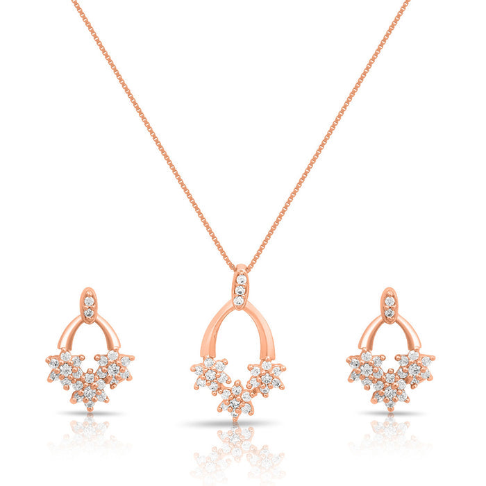 Blossom Art Rose Gold Plated 925 Sterling Silver Jewelry Set