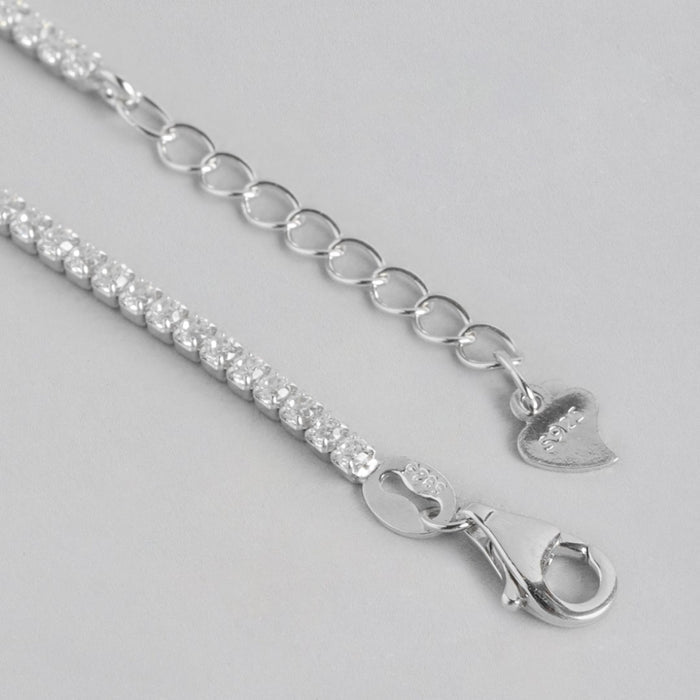 Blossom Brilliance CZ Rhodium-Plated Flower Pattern Bracelet