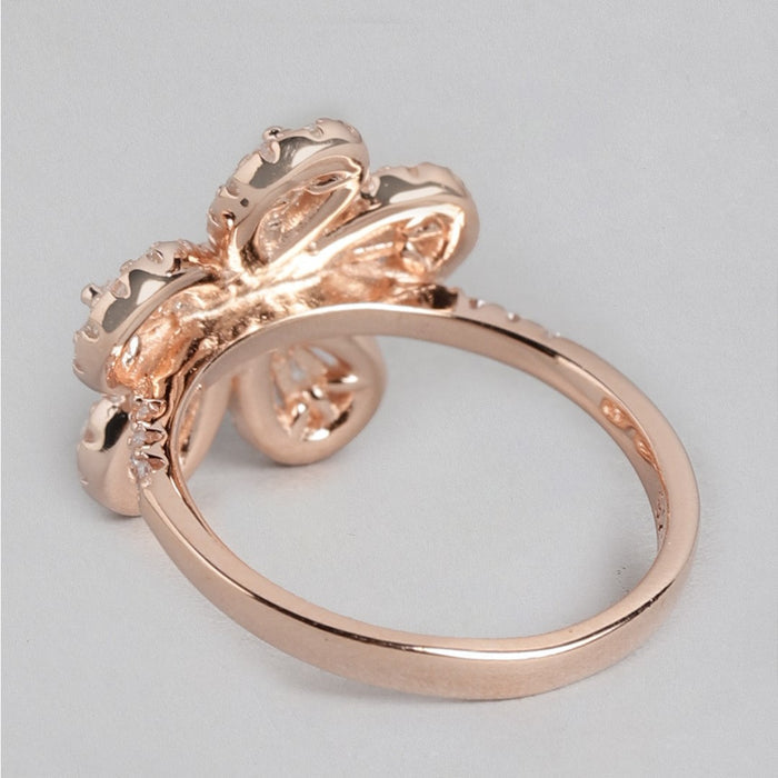 Blossom Brilliance Rose gold Plated 925 Sterling Silver Flower Ring for Her (Onesize)