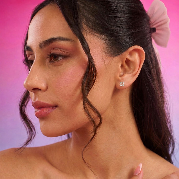 Blossom Glow 925 Silver Stud Earrings