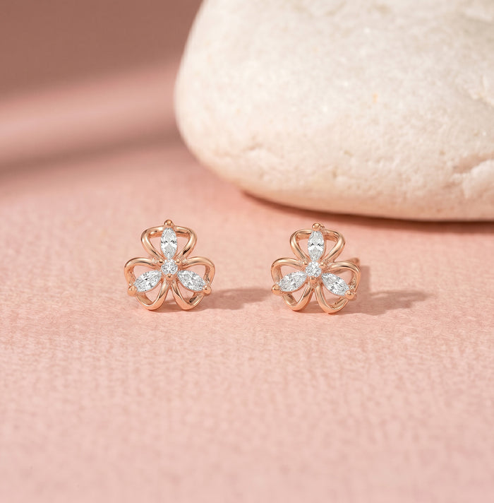Blossom Loop Rose Gold Plated 925 Silver Stud Earrings