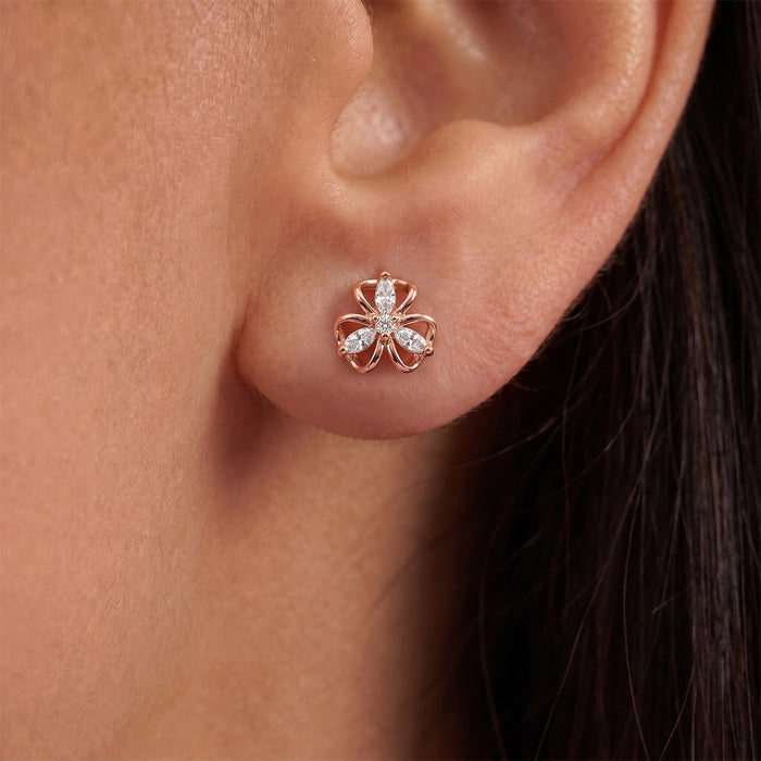 Blossom Loop Rose Gold Plated 925 Silver Stud Earrings