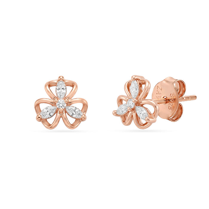 Blossom Loop Rose Gold Plated 925 Silver Stud Earrings