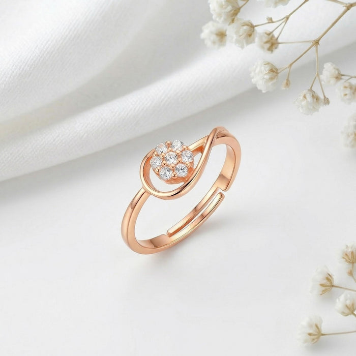 Blossom Orbit Rose Gold Plated 925 Silver Adjustable Women Ring