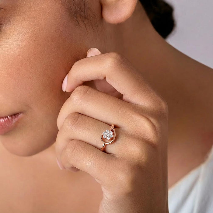 Blossom Orbit Rose Gold Plated 925 Silver Adjustable Women Ring