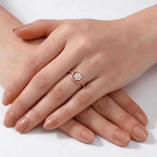Blossom Orbit Rose Gold Plated 925 Silver Adjustable Women Ring
