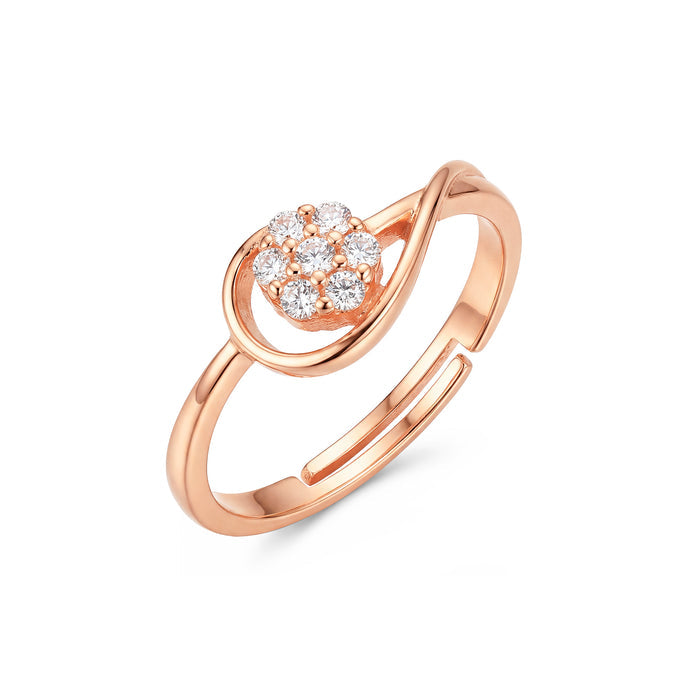 Blossom Orbit Rose Gold Plated 925 Silver Adjustable Women Ring
